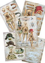 Load image into Gallery viewer, Articulated paper art dolls. Printable paper doll. PDF Paper dolls. Scrapbooking Digital. Collectible vintage paper dolls.