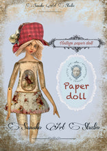 Load image into Gallery viewer, Articulated paper art dolls. Printable paper doll. PDF Paper dolls. Scrapbooking Digital. Collectible vintage paper dolls.